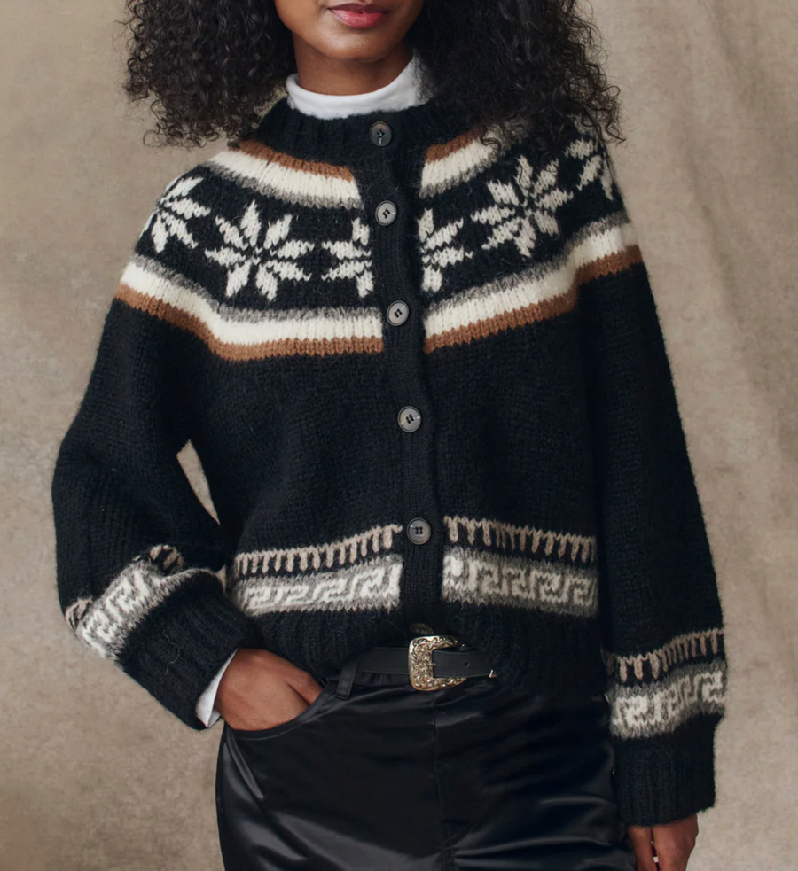 The Snowflake Ice Rink Cardigan - Black