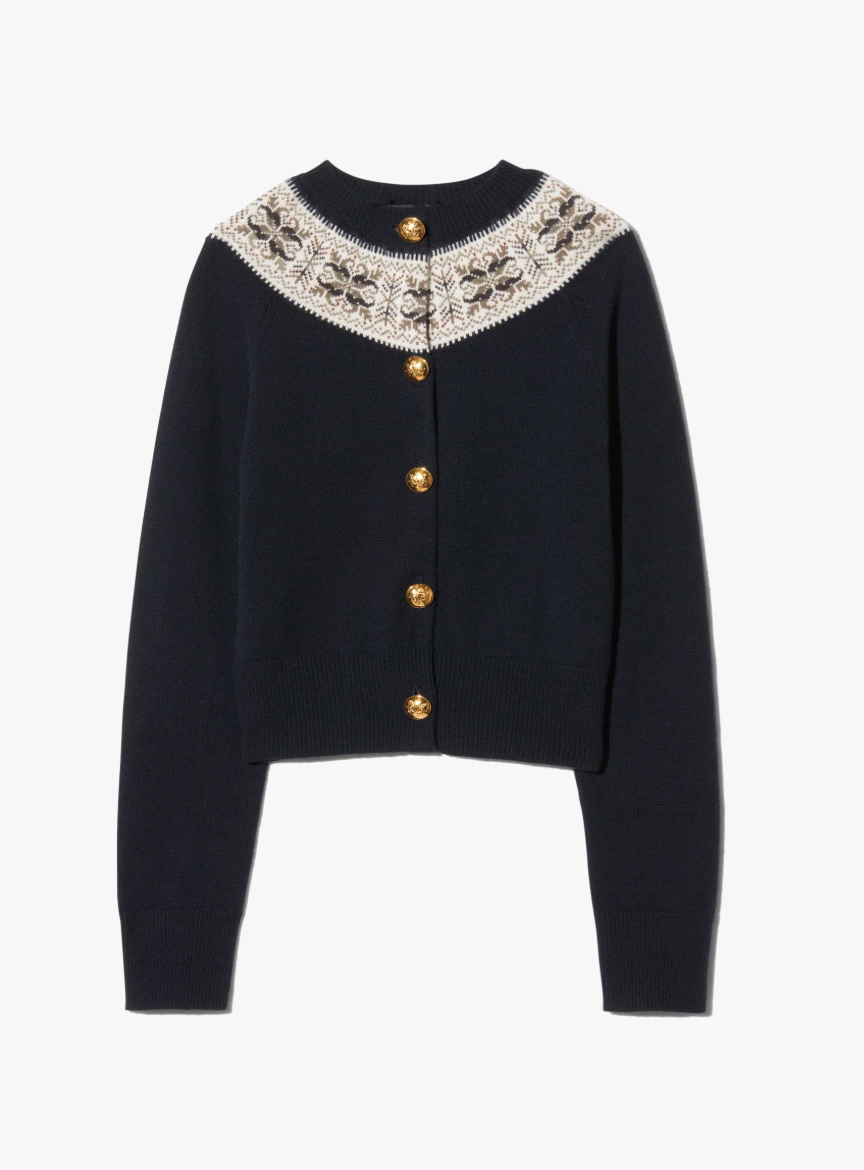 Josefa Cashmere Cardigan - Dark Navy Fair Isle