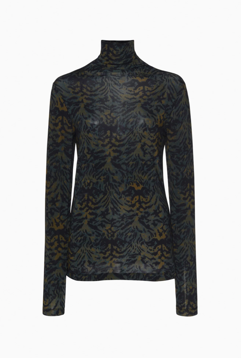 Aurelia Jersey Long Sleeve Turtleneck Top - Jasper