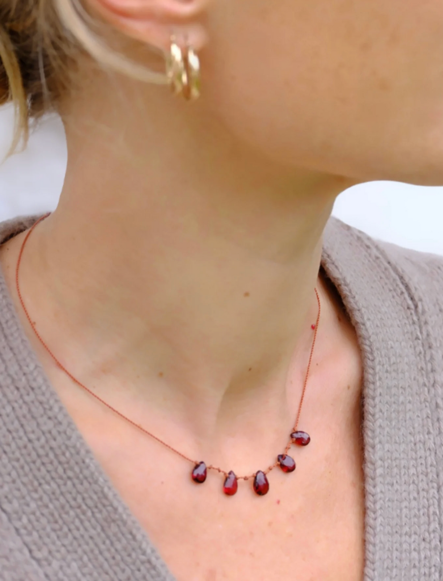 5 Gouttes Necklace - Grenat