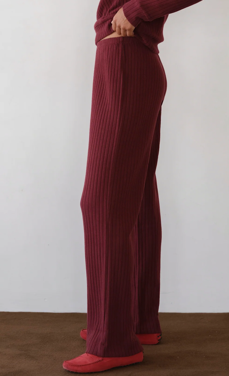 The Sweater Rib Simple Pant - Oxblood