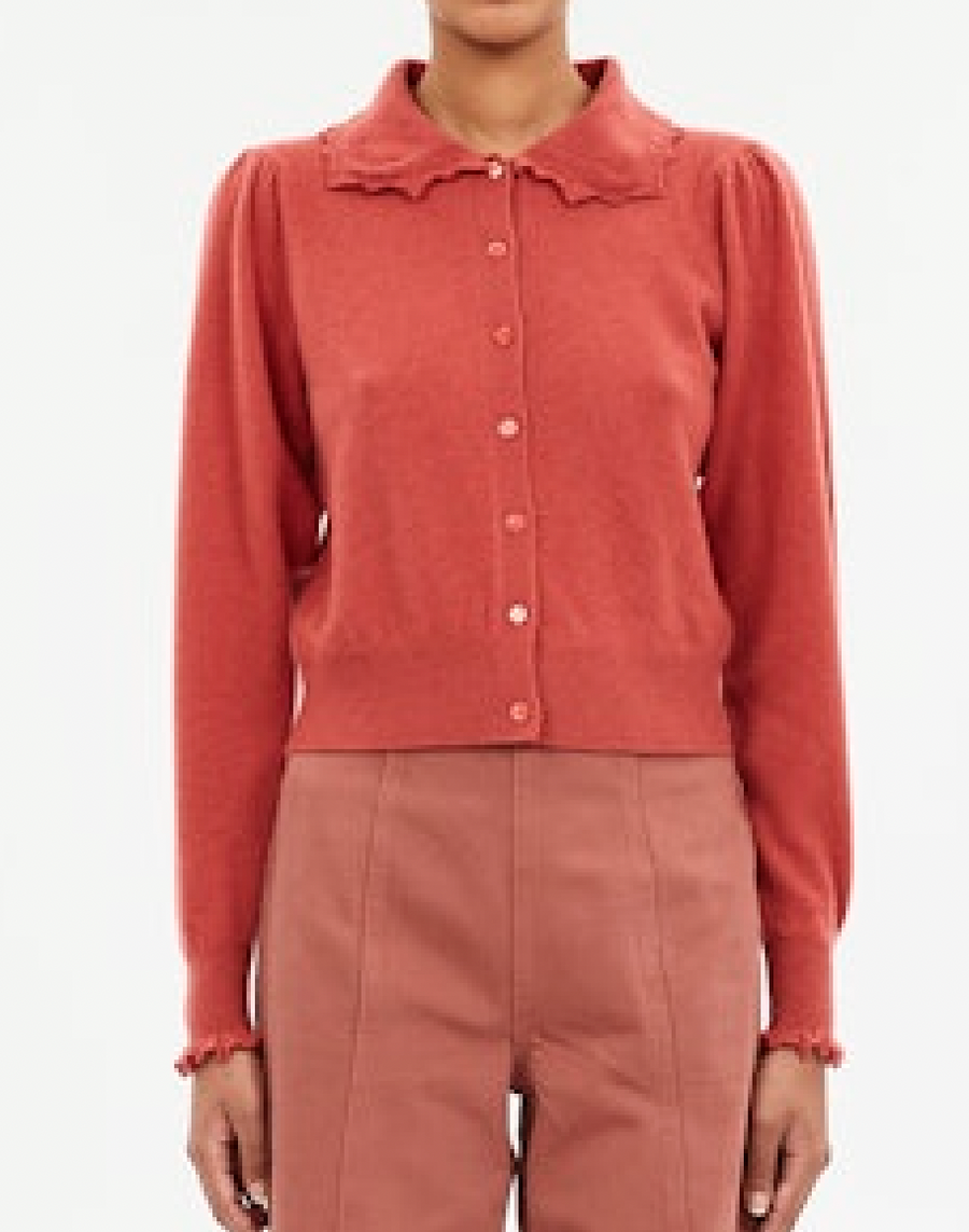 Kalila Collared Cardigan - Coral