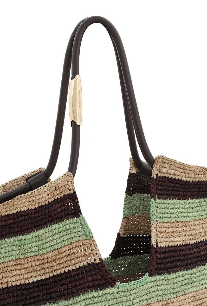Goldentime Large Fringe Tote - Burgundy Stripe