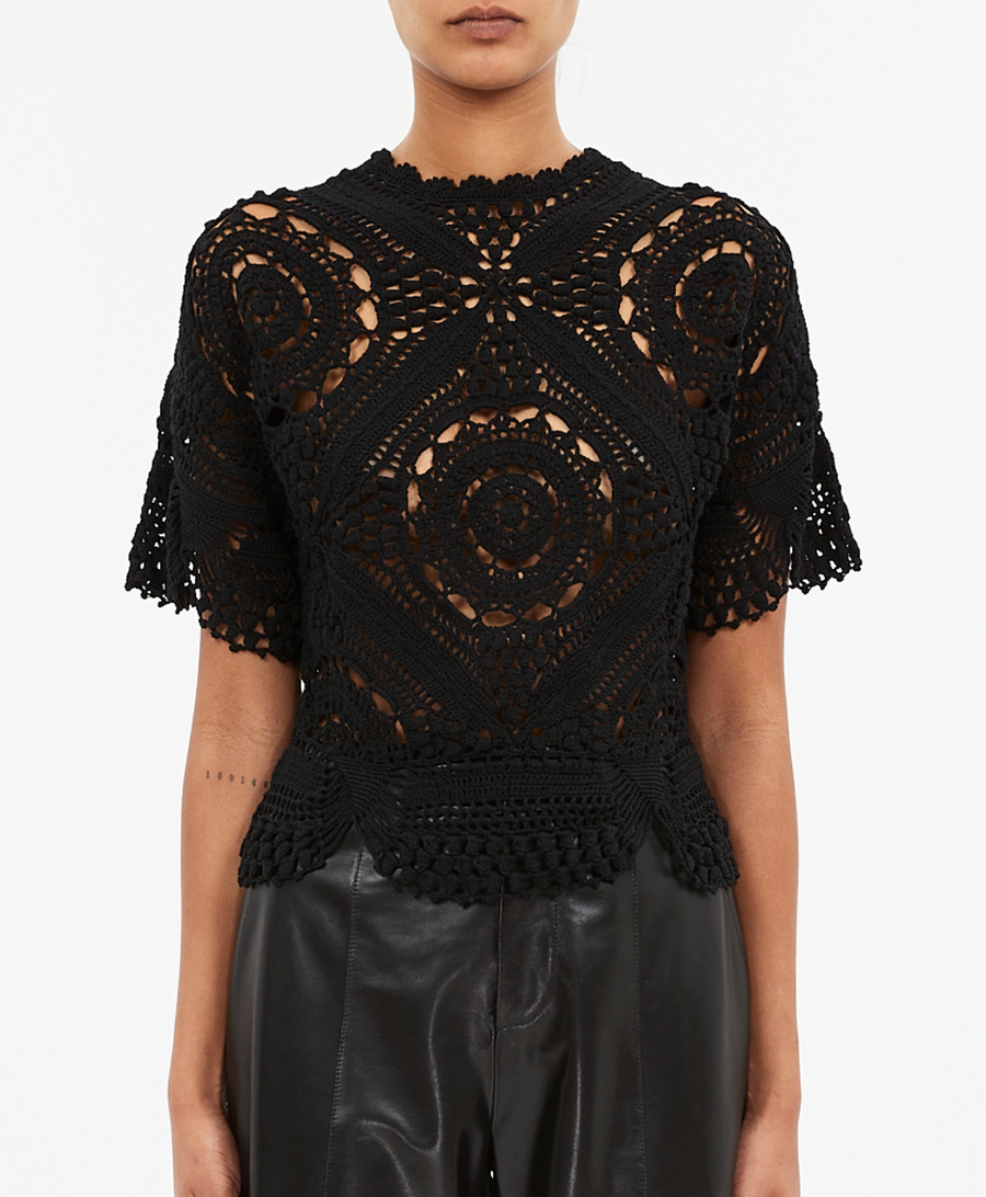 Maddalena Hand Crochet Top - Noir