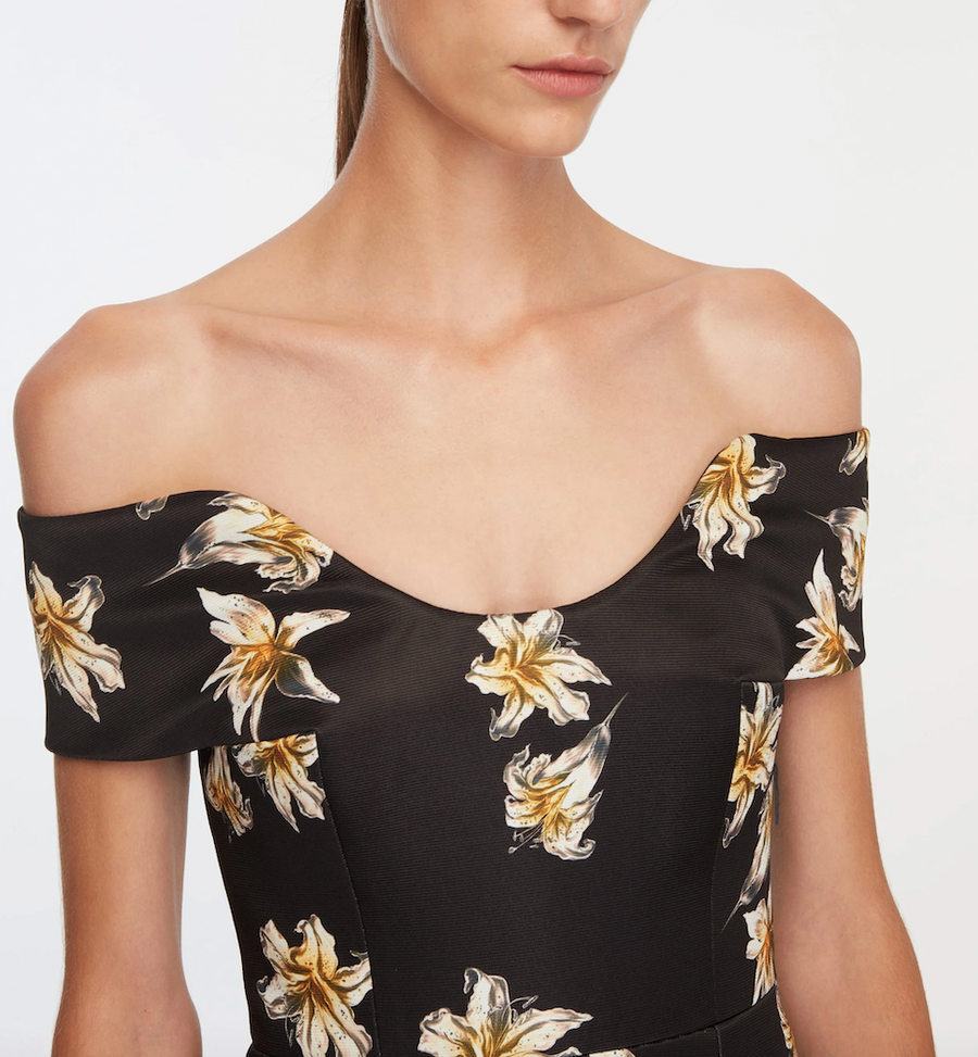 Souline Top -  Festive Lilies - Black & Yellow