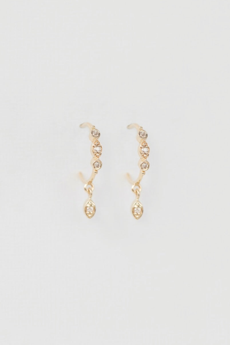 Eye Pendant Diamond Hoop Earrings