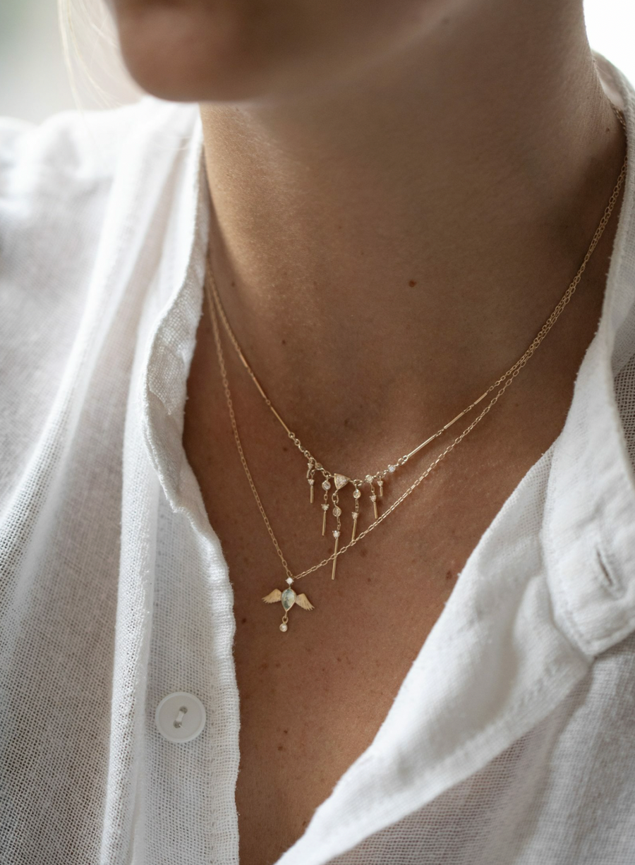 Dream Maker Triangle & Dangling Diamonds Necklace