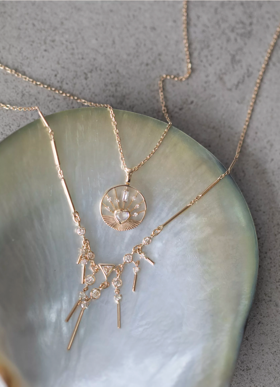 Dream Maker Triangle & Dangling Diamonds Necklace