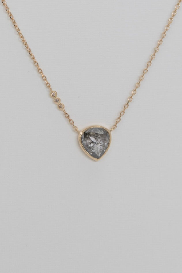 Grey Diamond Rosecut & Three Diamonds Necklace