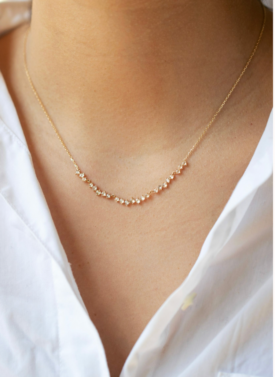 Long Twisted Rosecut Diamonds Necklace