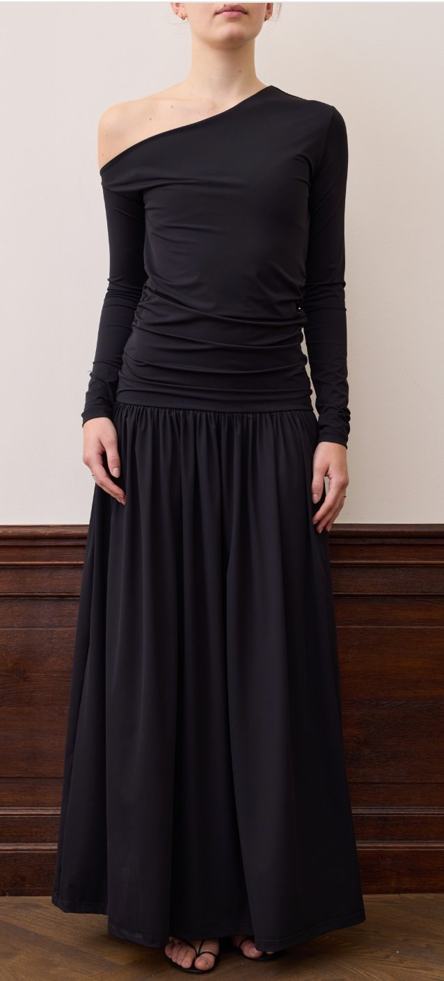 Asymmetrical Knitted Dress - Black