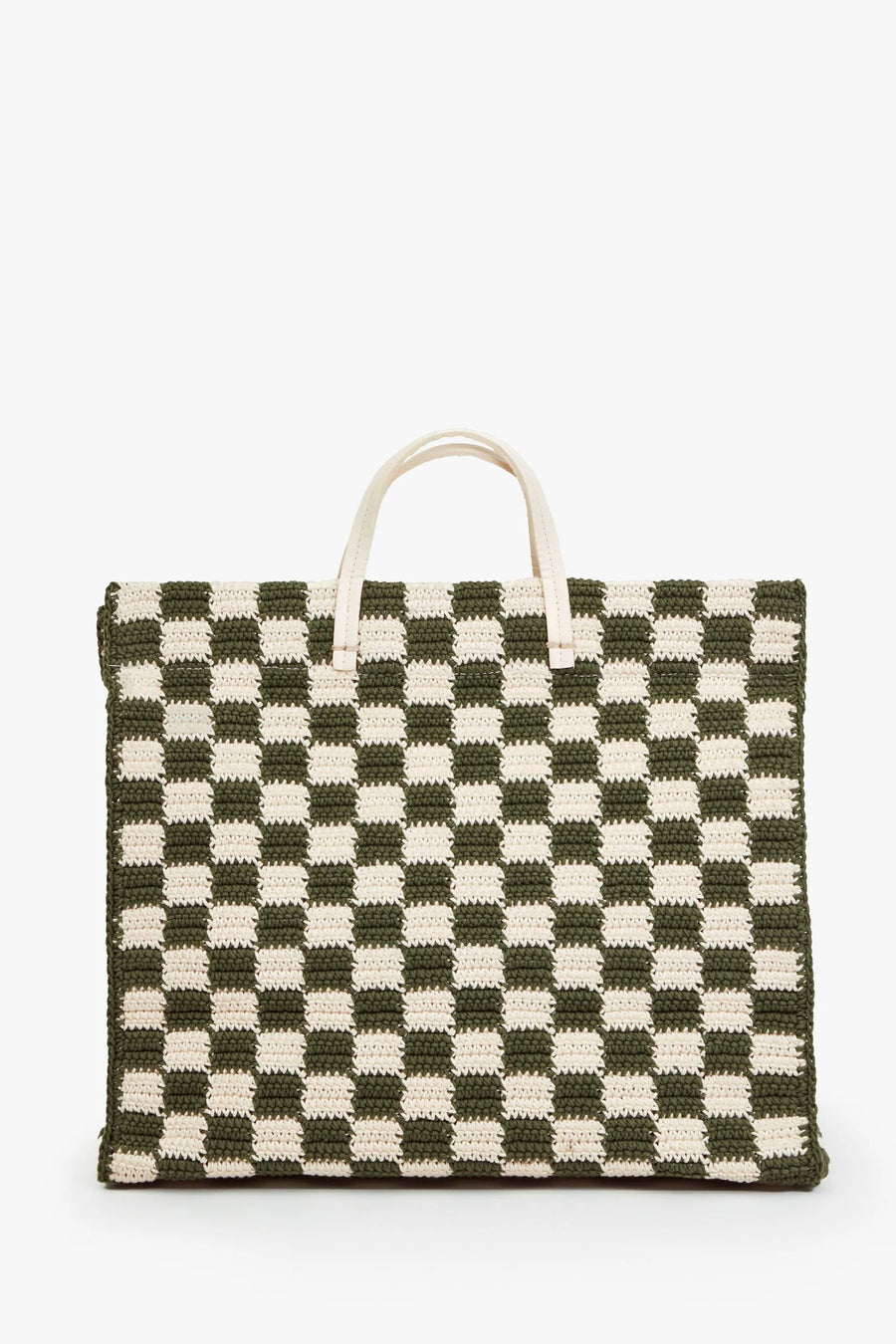 Summer Simple Tote - Olive & Cream Crochet Checker