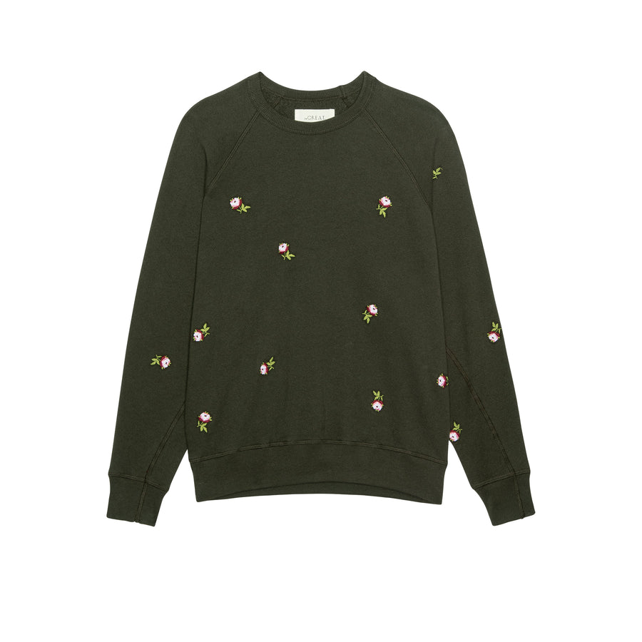 The College Sweatshirt - Woodland Green w/ Roses