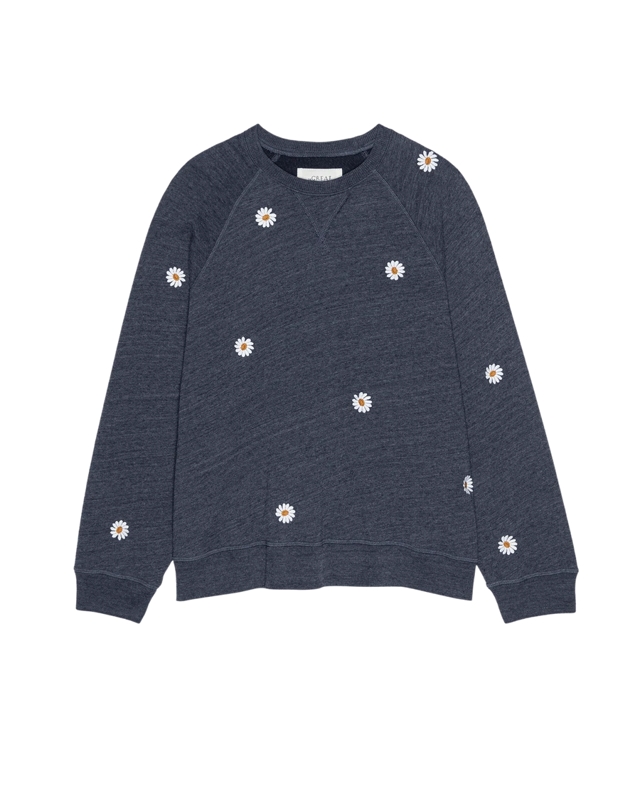 The Slouch Sweatshirt - Vintage Blue with Floating Daisy