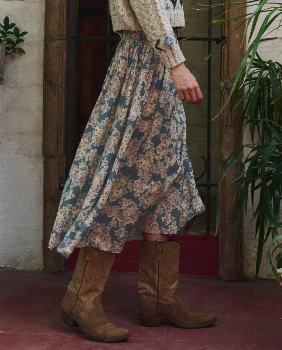 The Canary Skirt - Indigo Floral