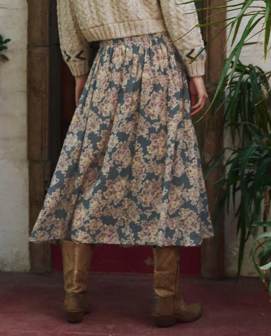 The Canary Skirt - Indigo Floral