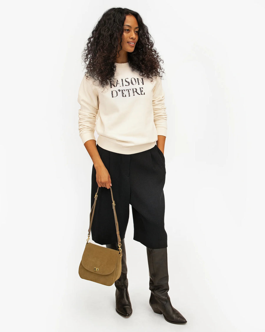 Sweatshirt - Raison D'Etre - Cream w/ Black Embroidery