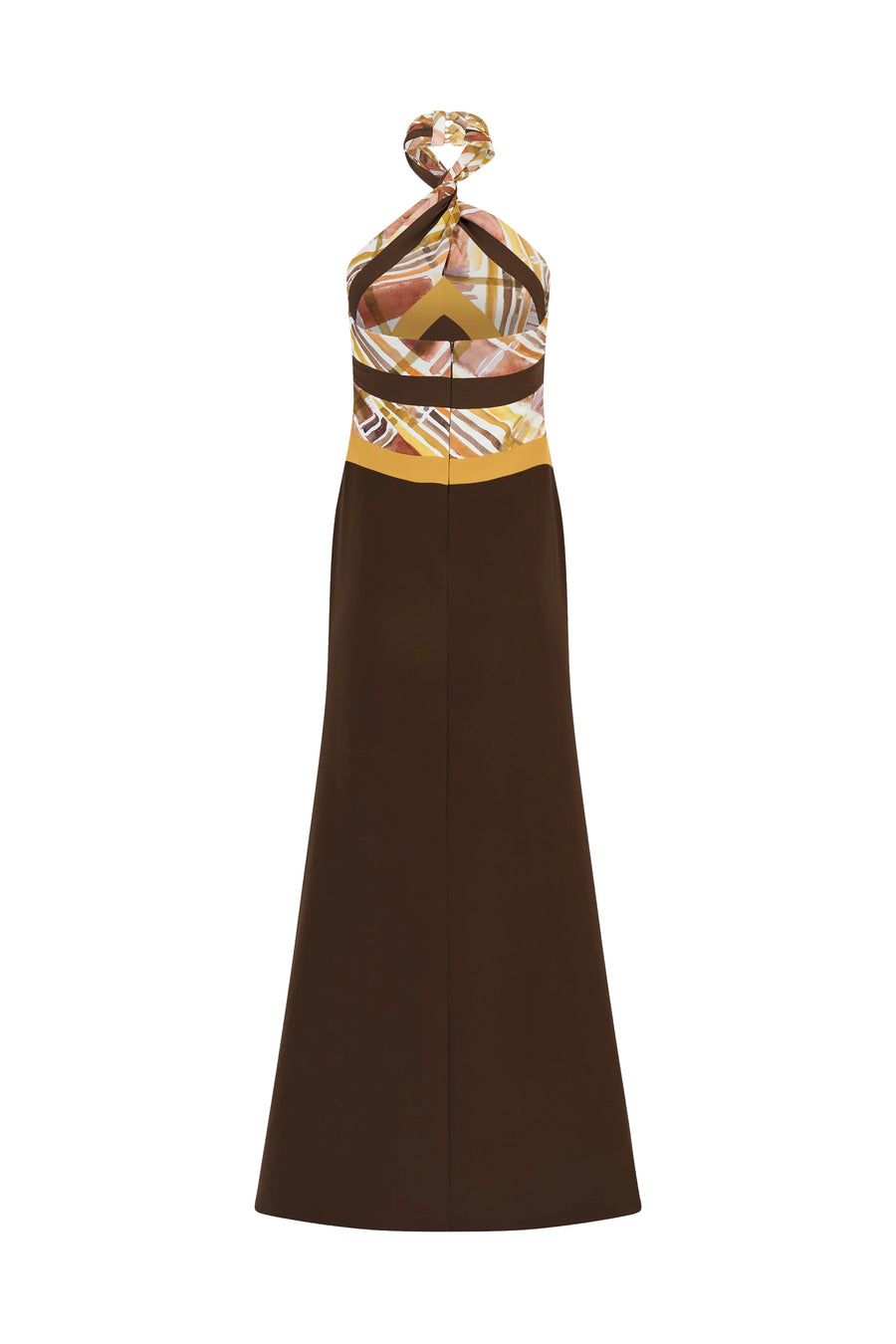 Twisted Halter Dress - Brown