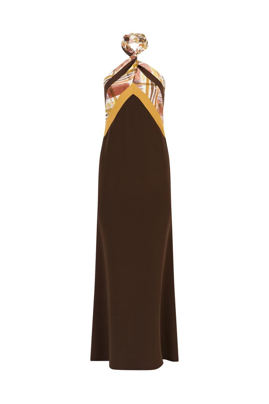 Twisted Halter Dress - Brown