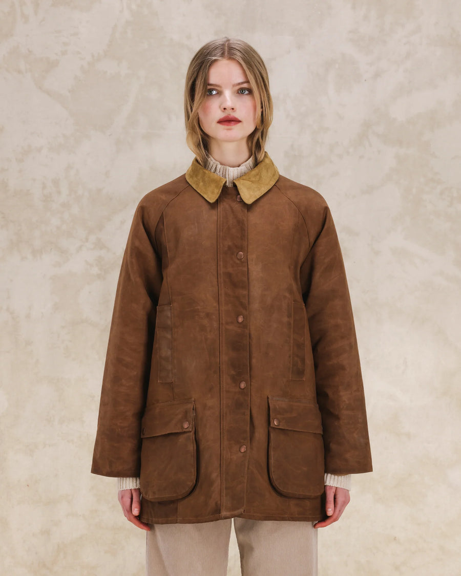Floriane Waxed Cotton Jacket - Brown