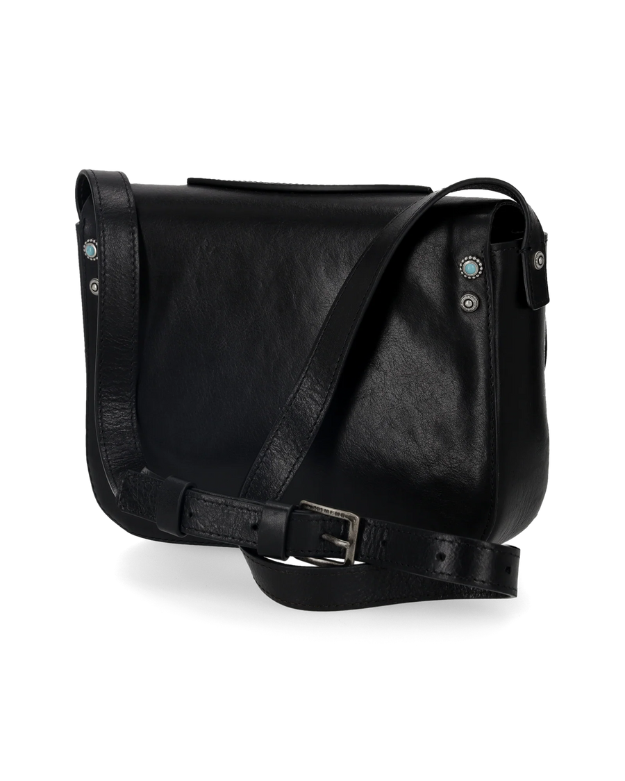 Kaya Calf Leather Turquoises Bag - Black