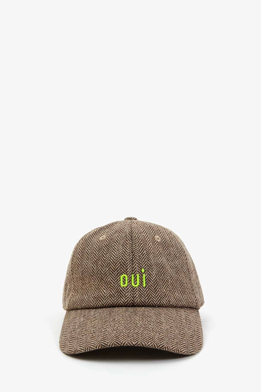 Baseball Hat - Taupe Wool w/ Neon Yellow Embroidered Petit Oui