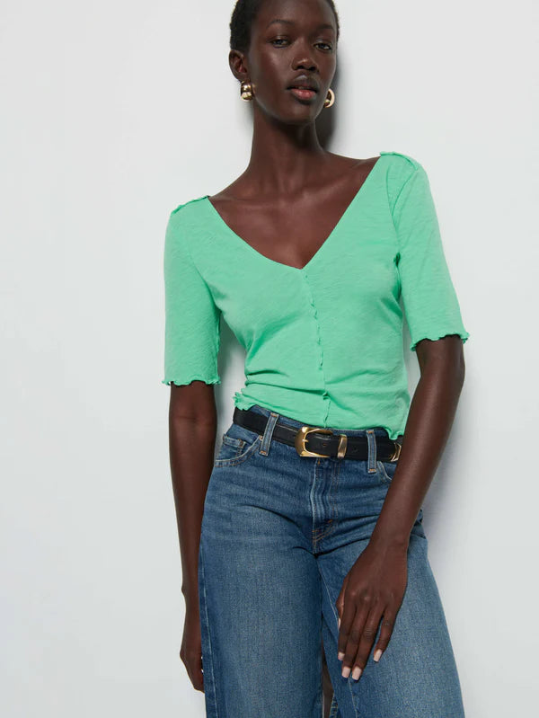 Yvonne V-Neck Lettuce Edge Top - Katydid