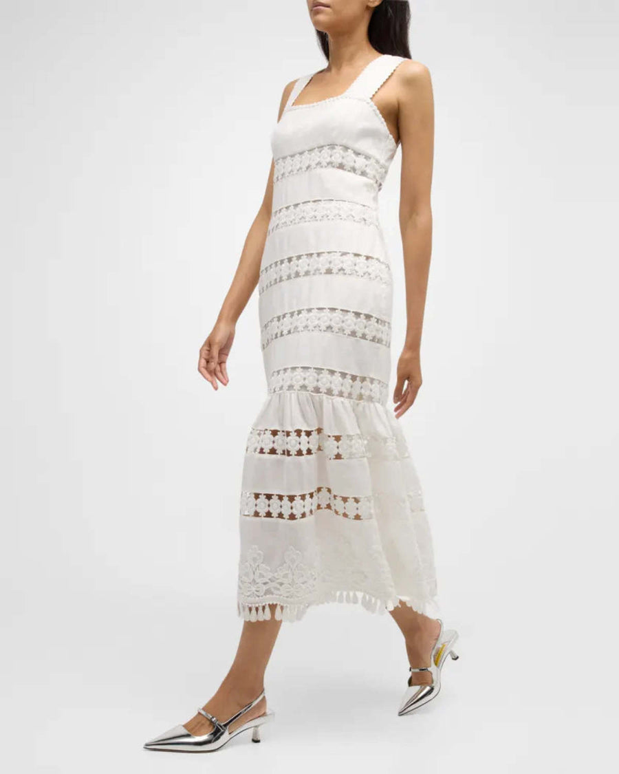 Pop Trimmed Midi Dress - Ivory