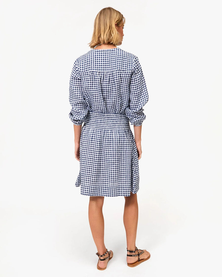 Zoe Skirt - Navy/White Linen Gingham