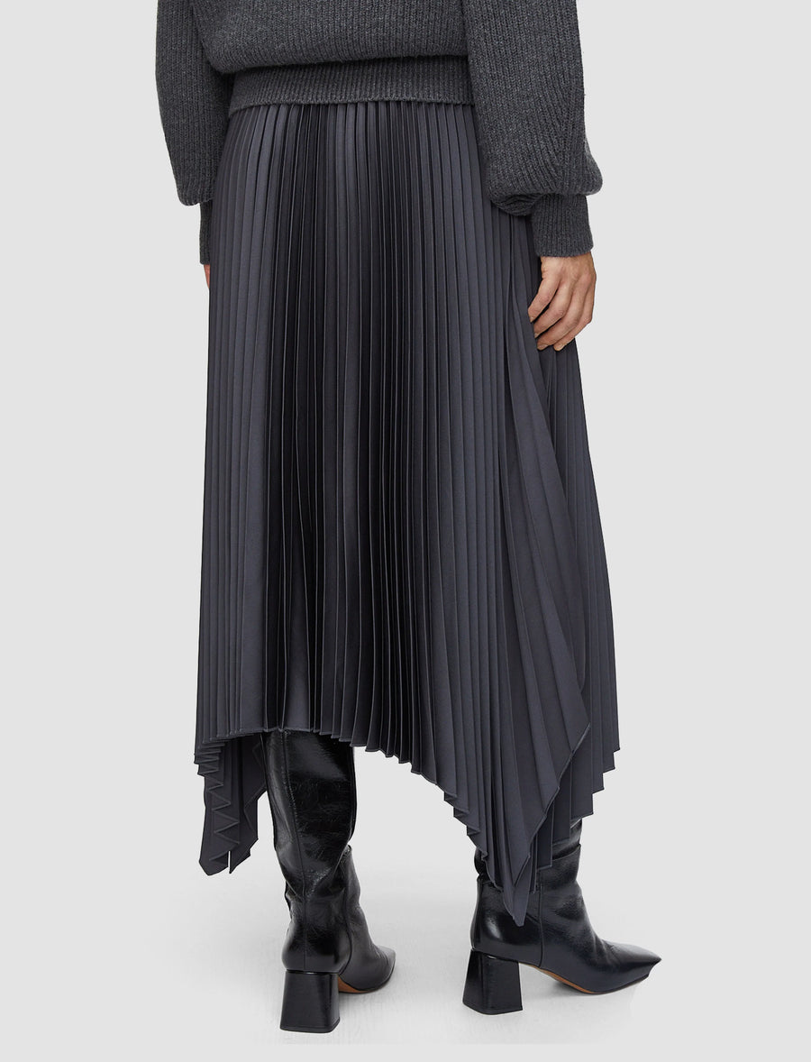 Ade Knit Weave Plissé Skirt - Smoke