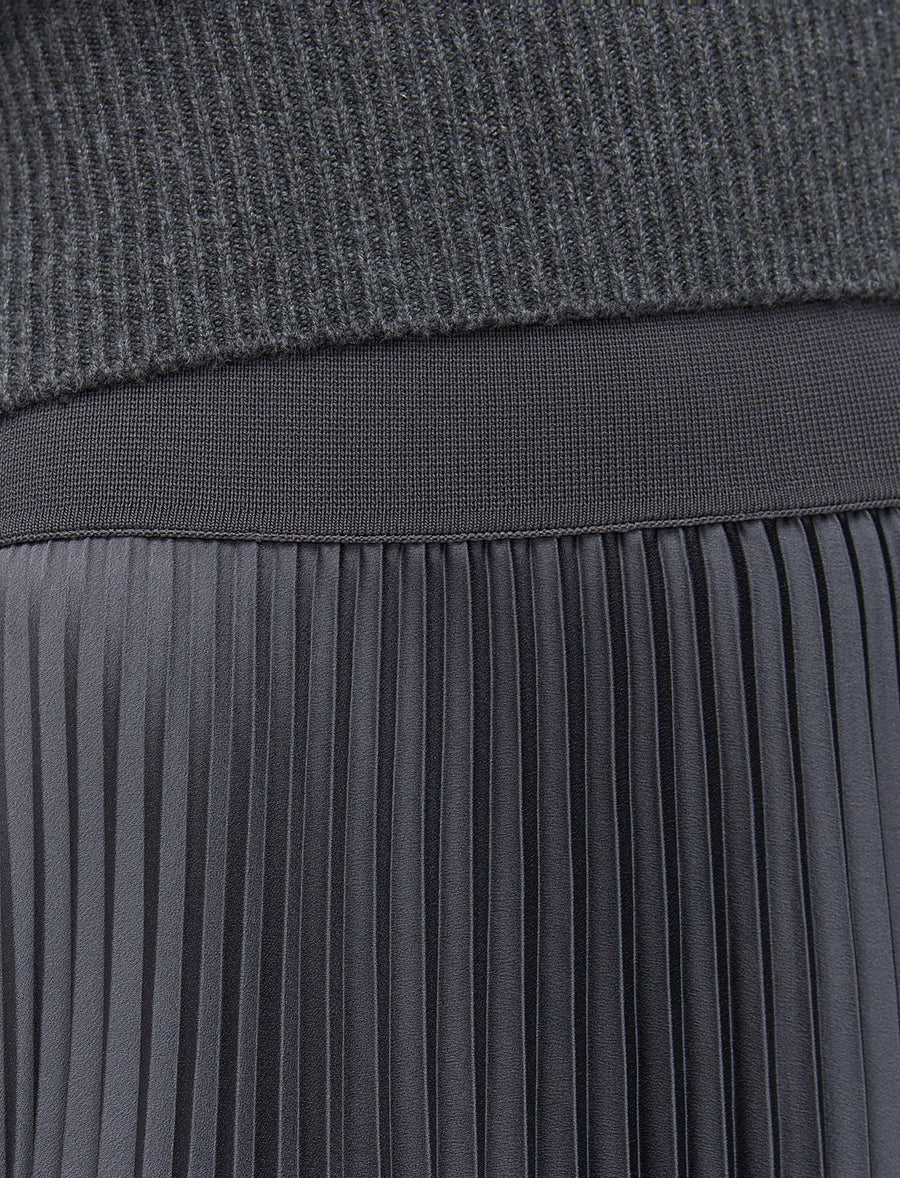 Ade Knit Weave Plissé Skirt - Smoke