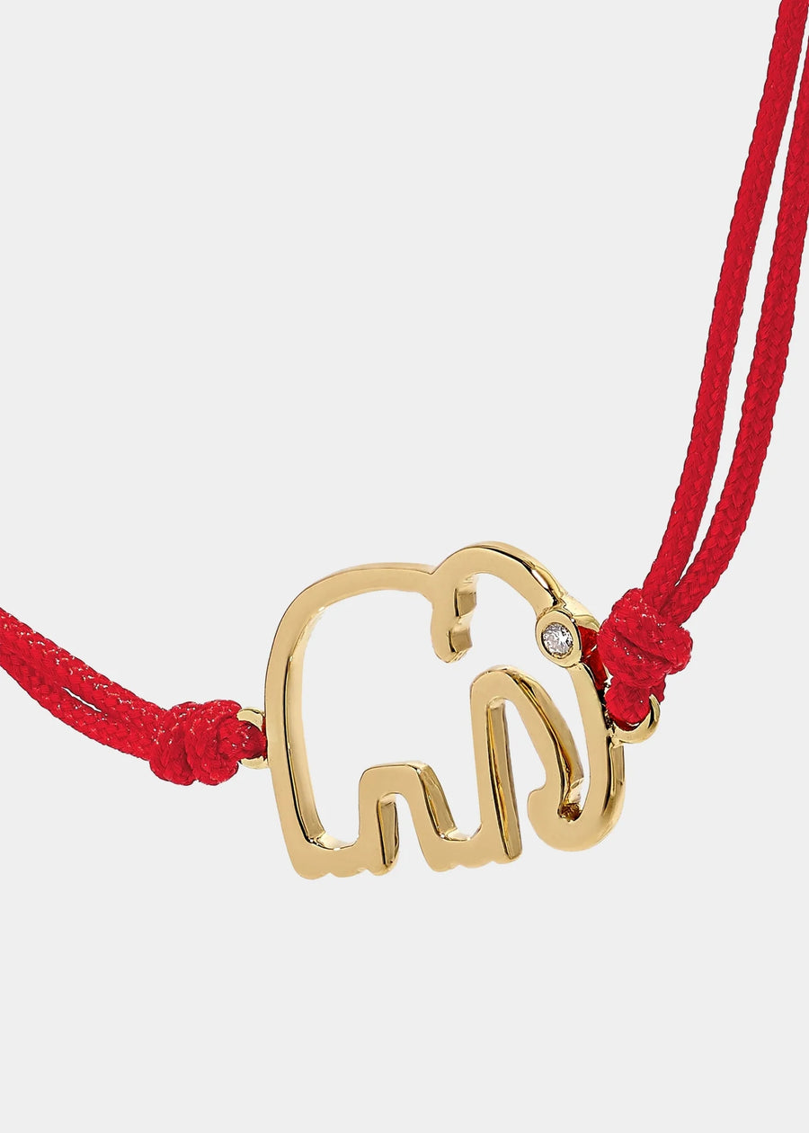 Bracelet Elephant - Fil Rouge Or Jaune