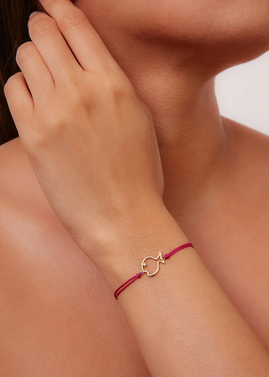 Bracelet Fil Poisson Bulle - Fuchsia Or Jaune