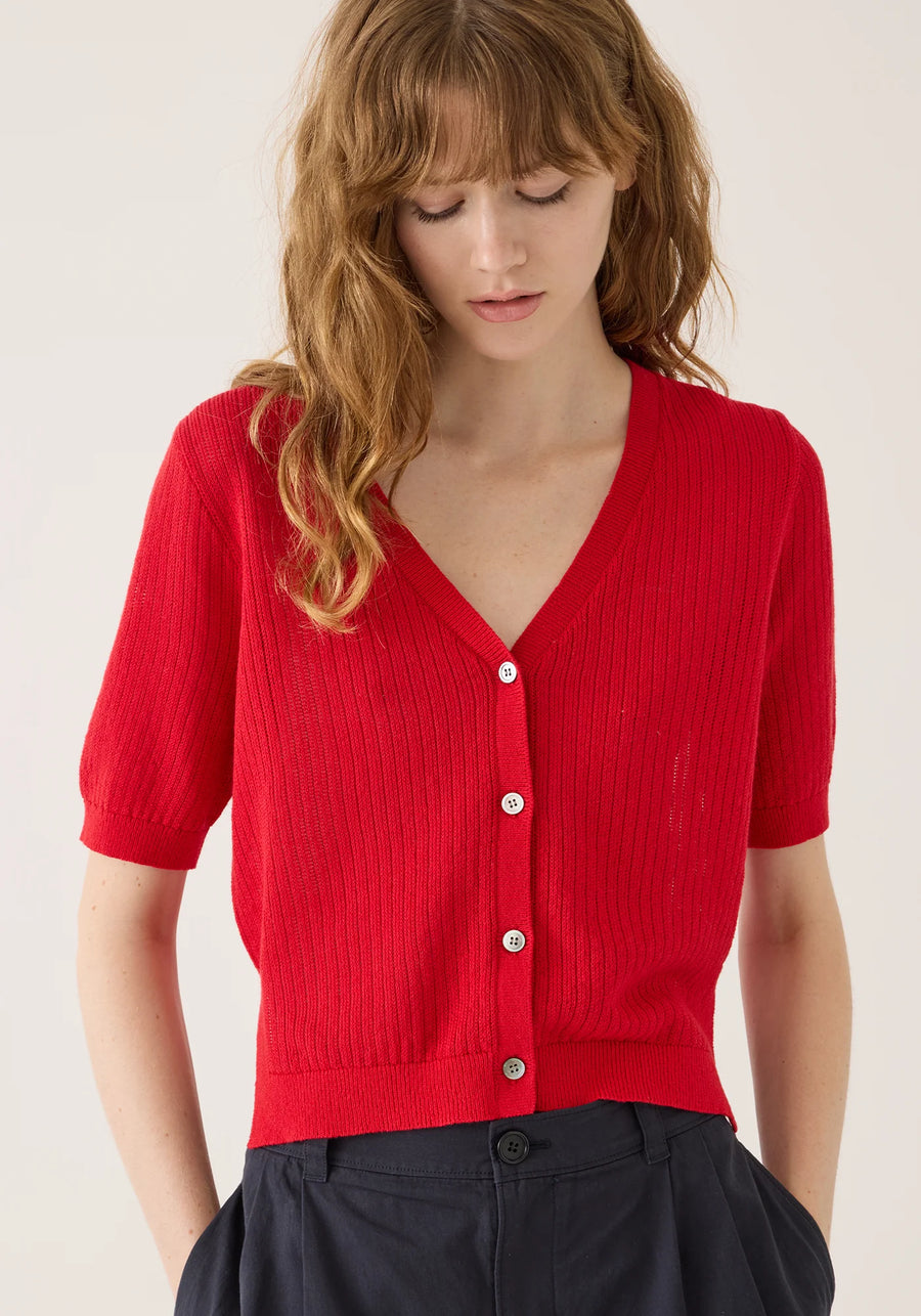 Cadence Cotton Silk Cardigan - Scarlett