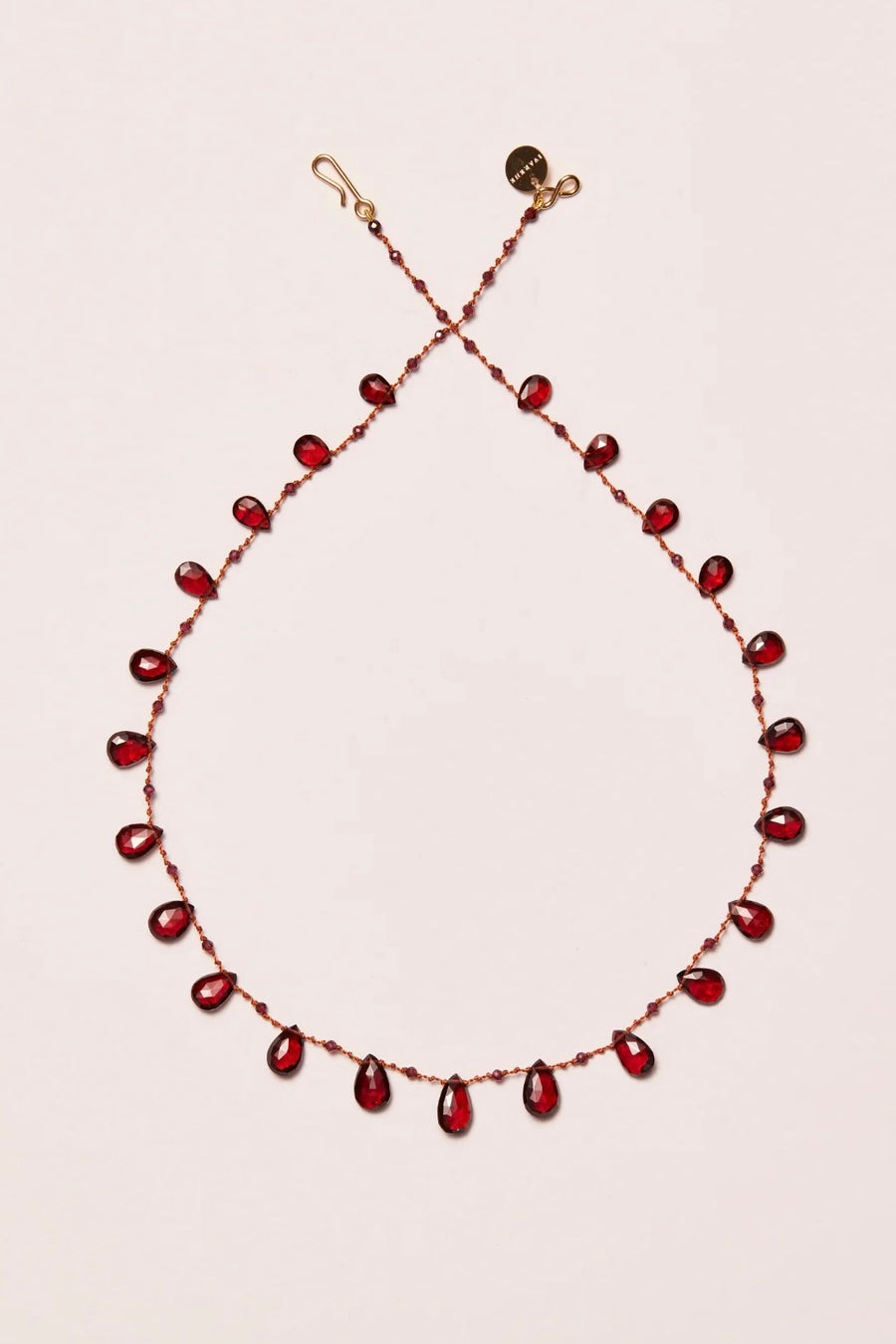 Elston Drops & Beads Necklace - Red Garnet