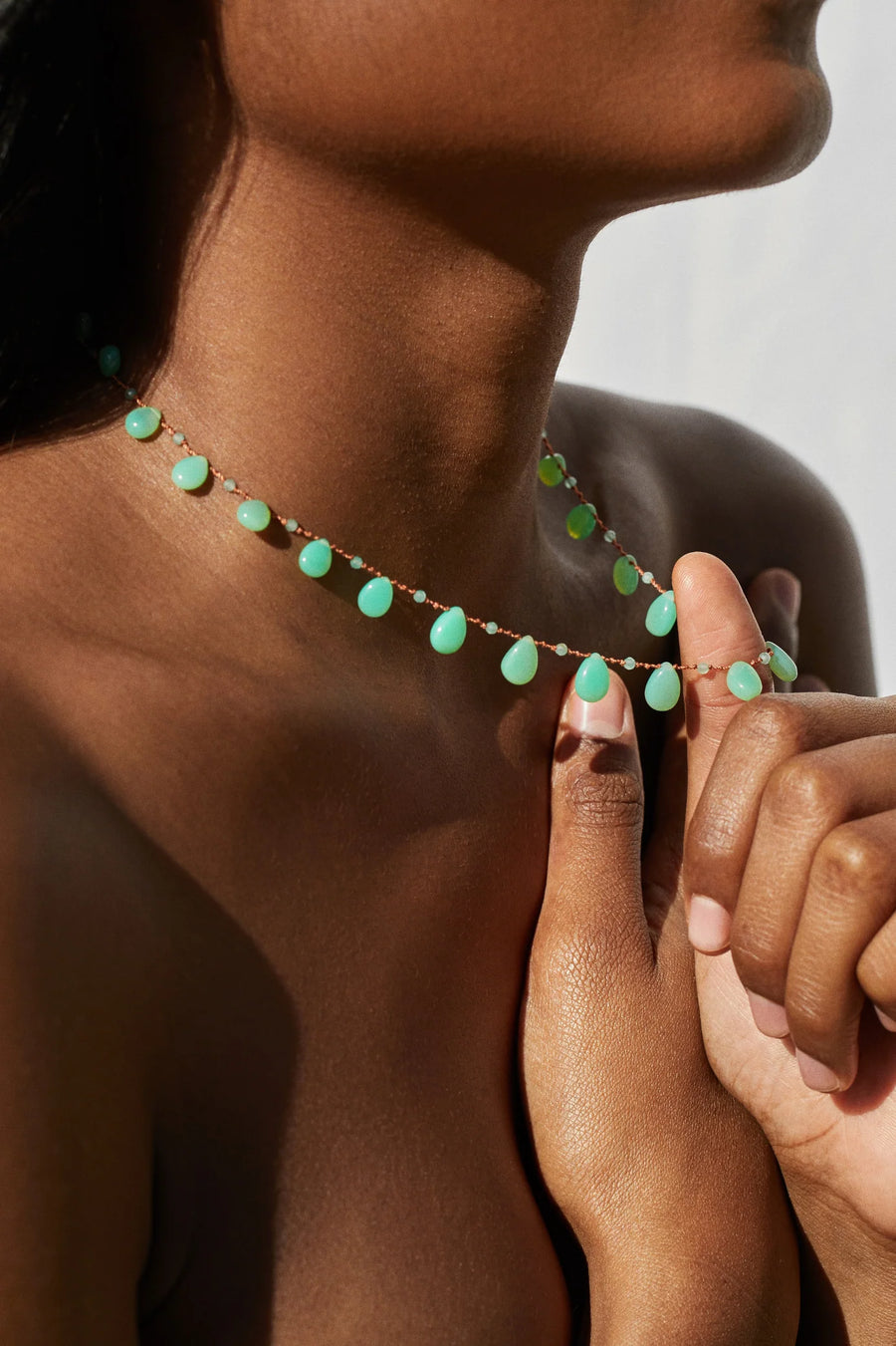 Evergreen Drops & Beads Necklace - Chrysoprase