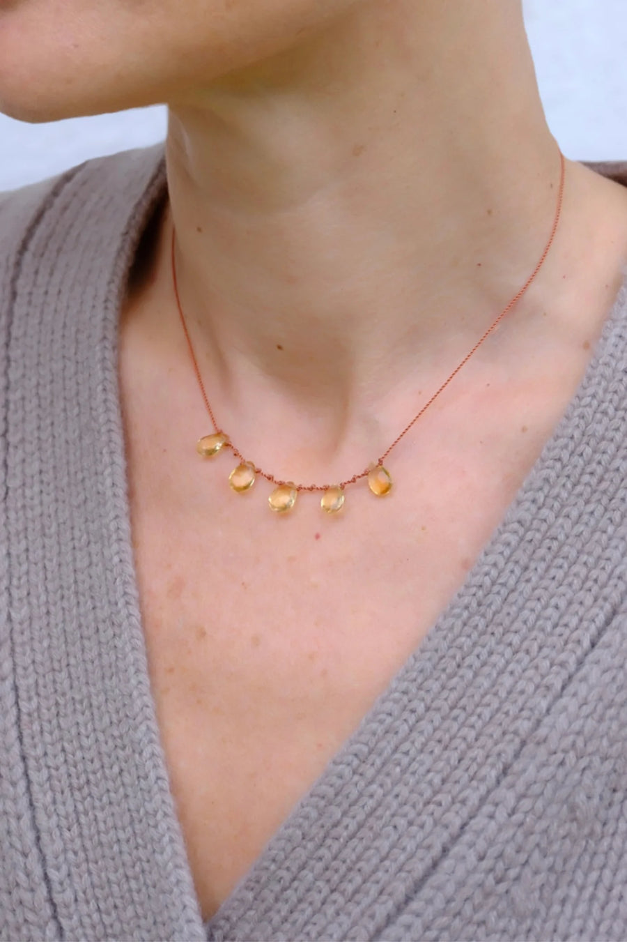 5 Gouttes Necklace - Citrine