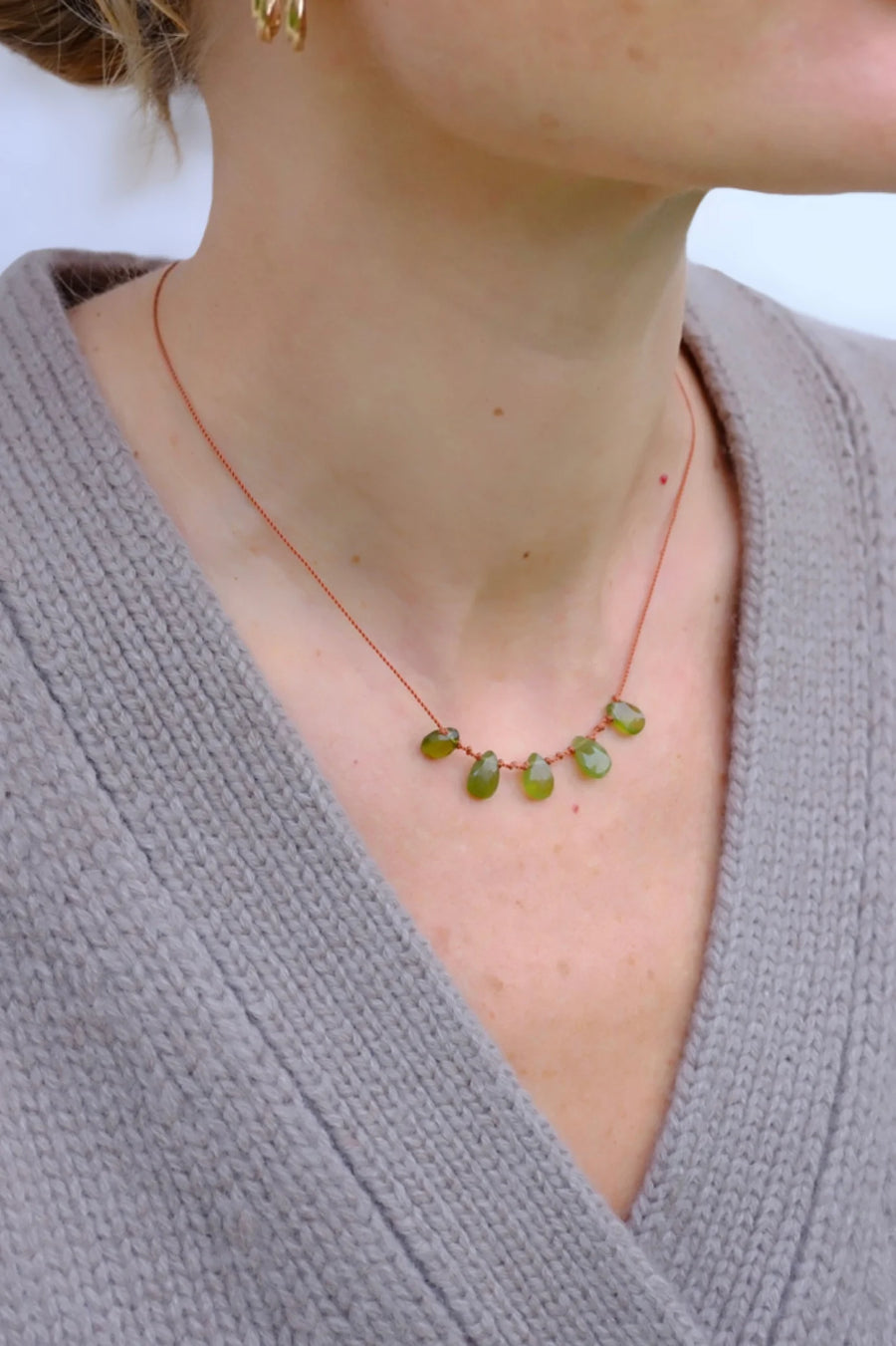 5 Gouttes Necklace - Vesuvianite