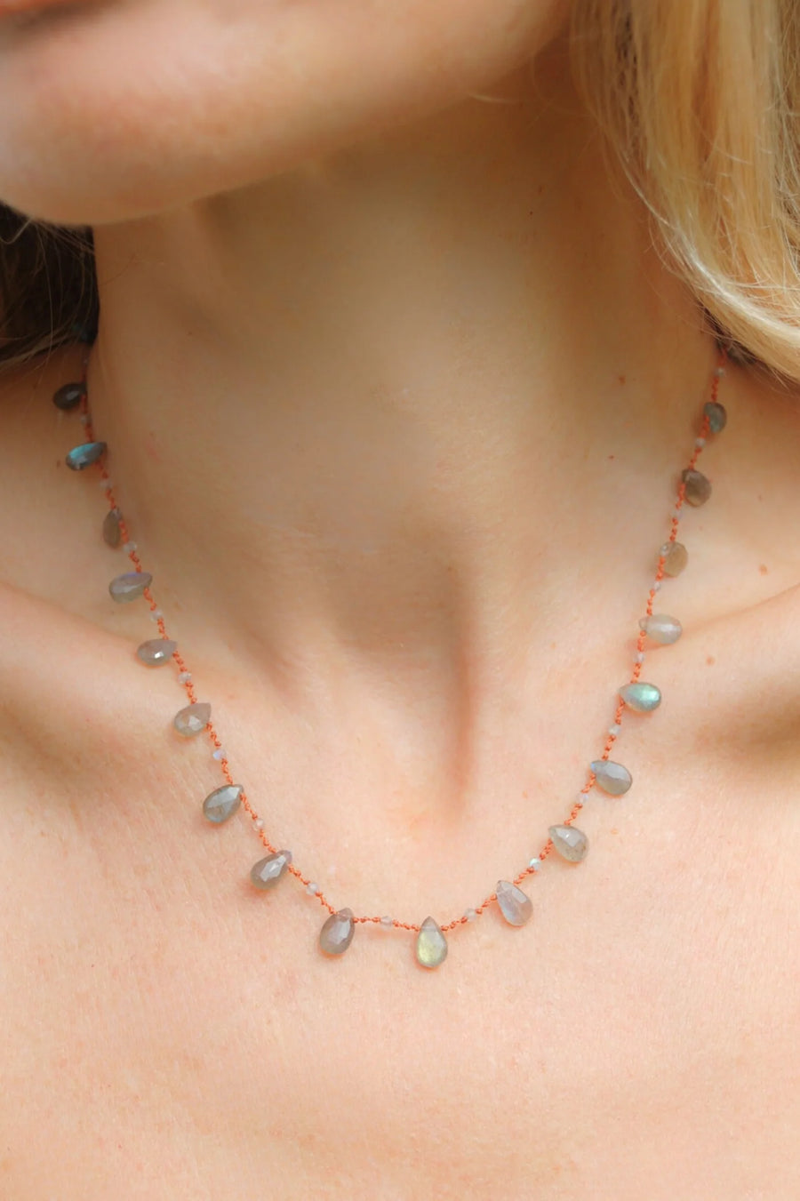Odin Drops & Beads Necklace - Labradorite