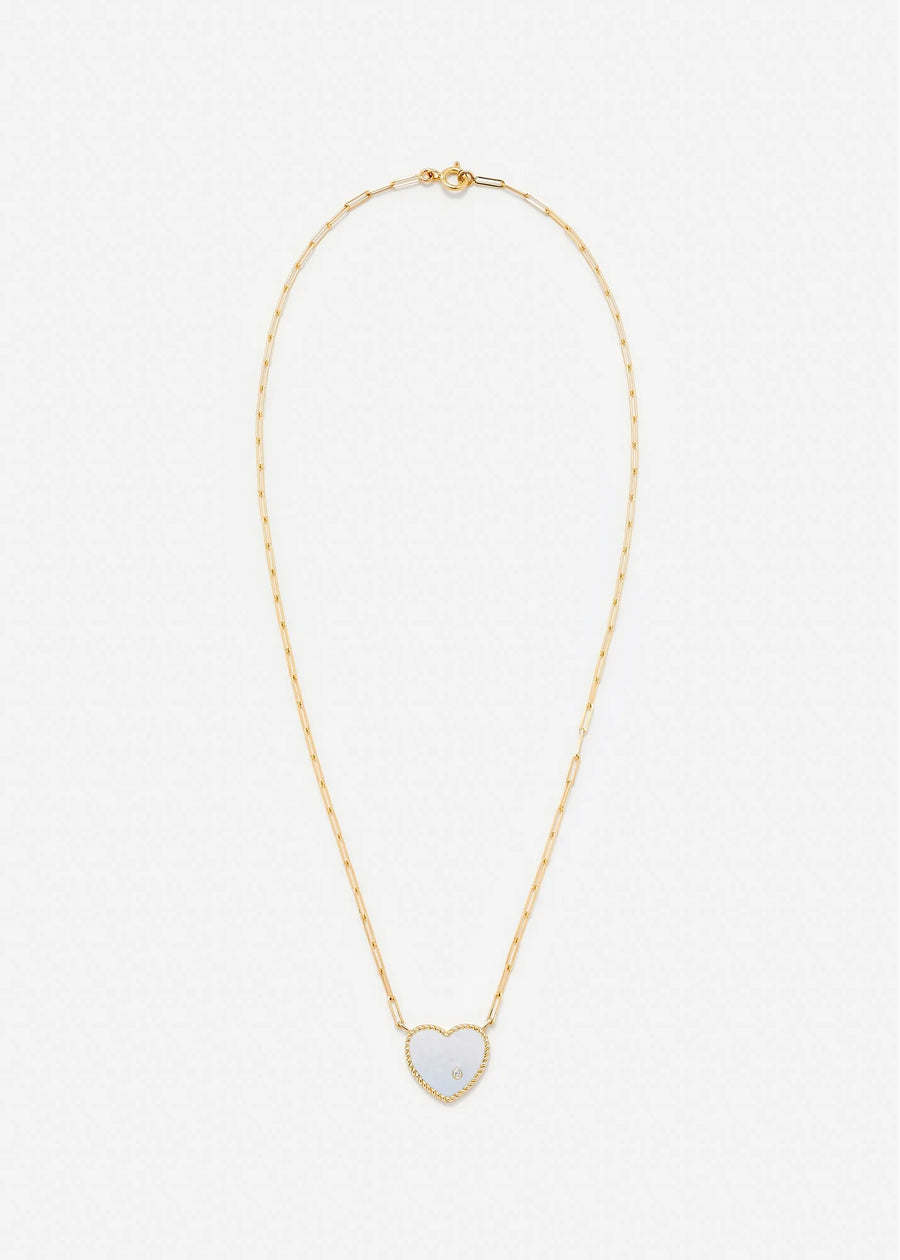 Collier Solitaire Pm Coeur Nacre - Or Jaune