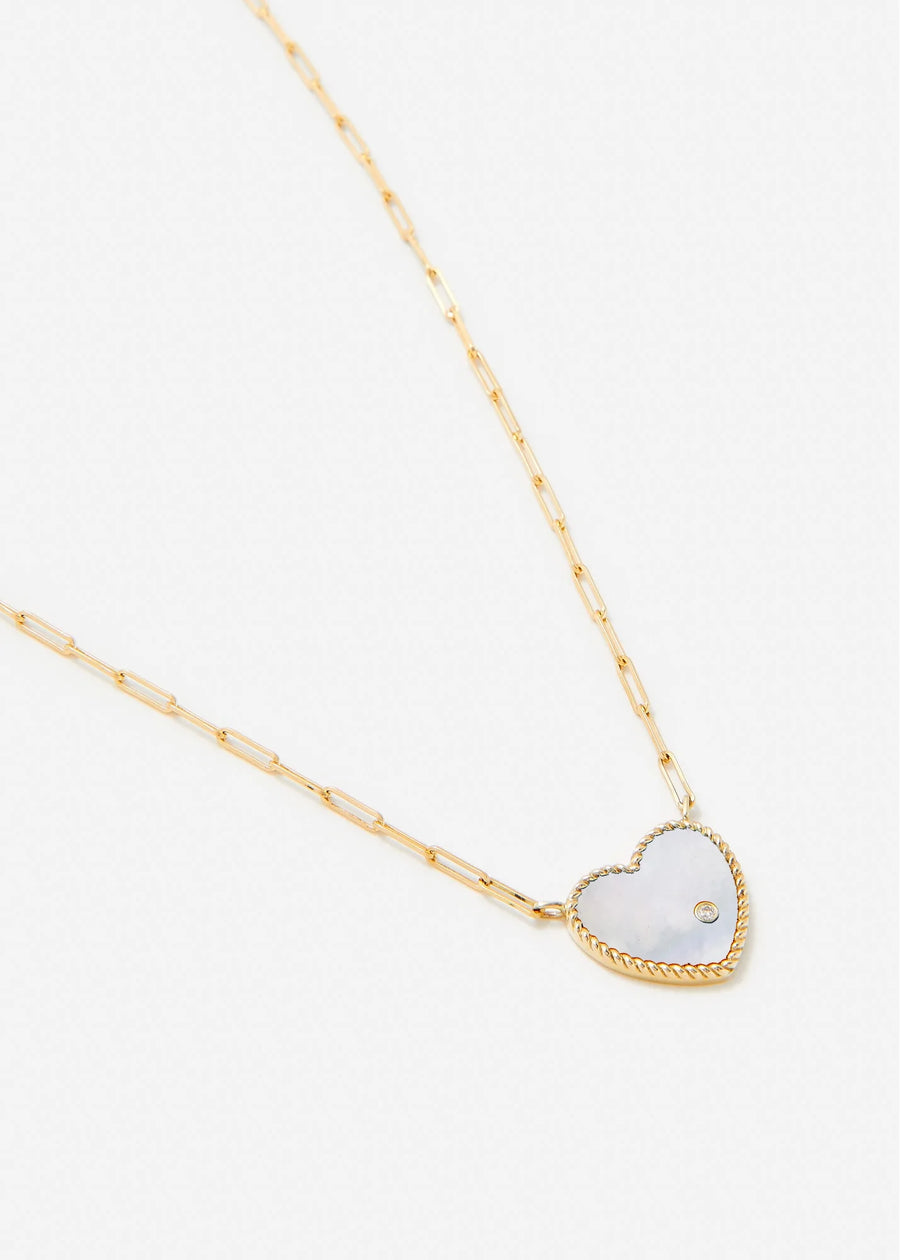 Collier Solitaire Pm Coeur Nacre - Or Jaune