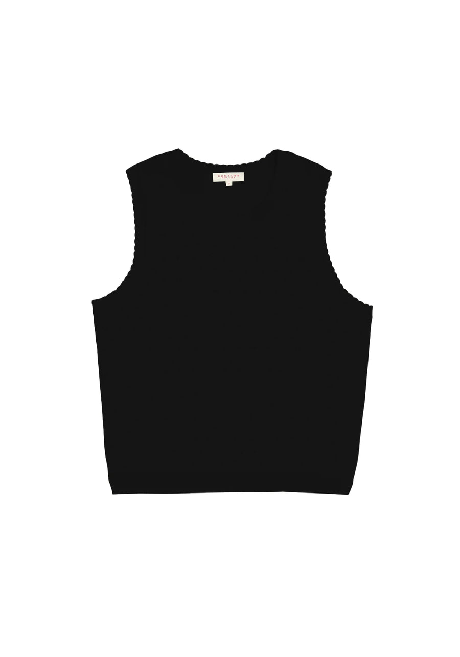 Eleanor Pointelle Cotton Top - Black