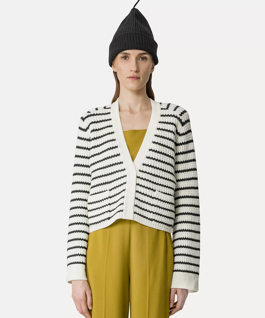 12945_My Knit - Striped Cardigan - Bianco