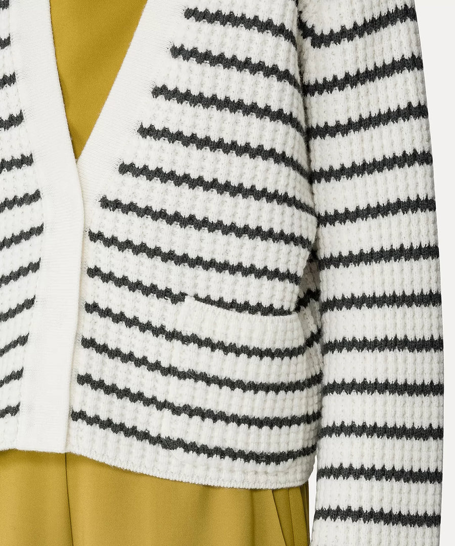 12945_My Knit - Striped Cardigan - Bianco