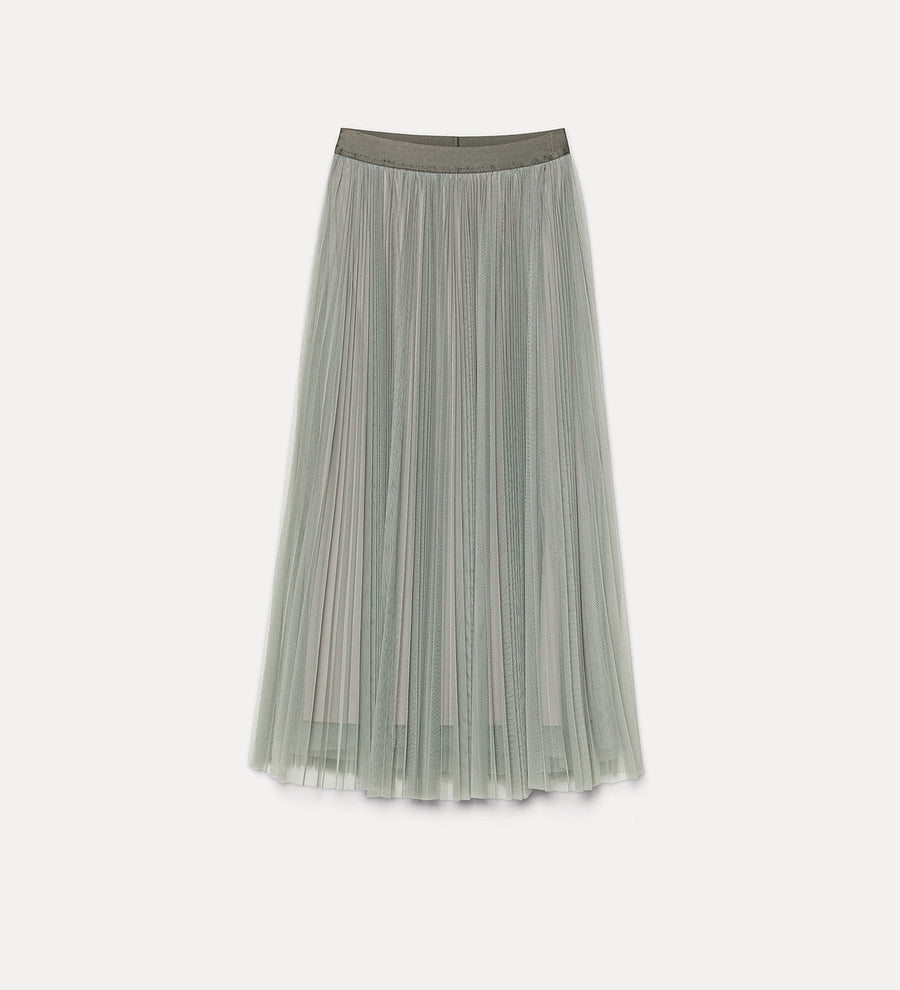 14396_My Skirt - Tulle Skirt with Sunray Pleating - Stone