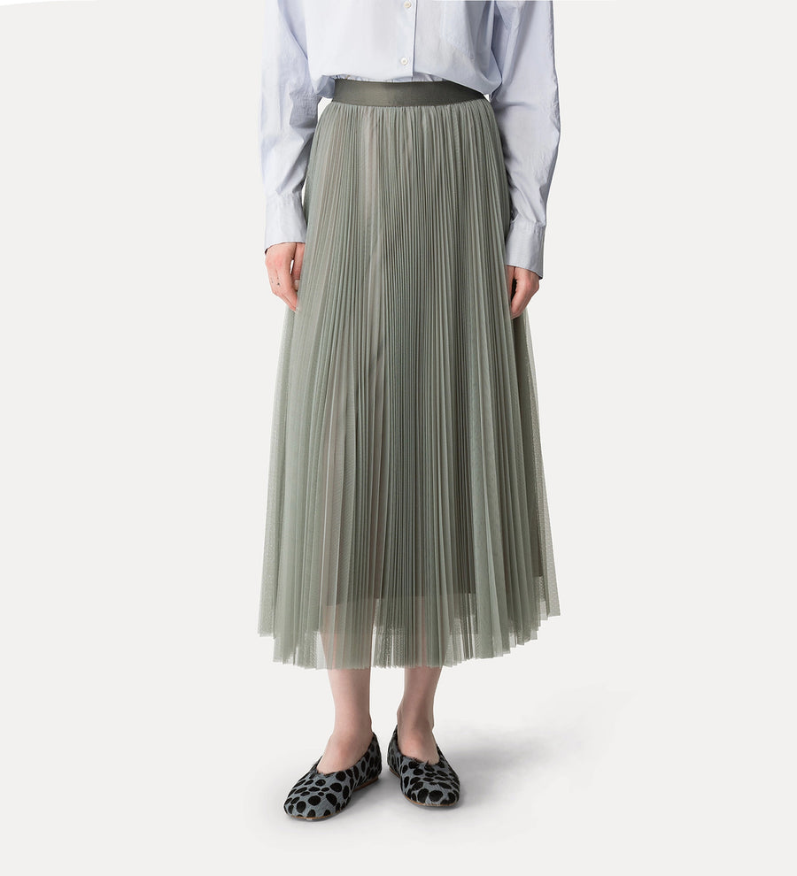 14396_My Skirt - Tulle Skirt with Sunray Pleating - Stone