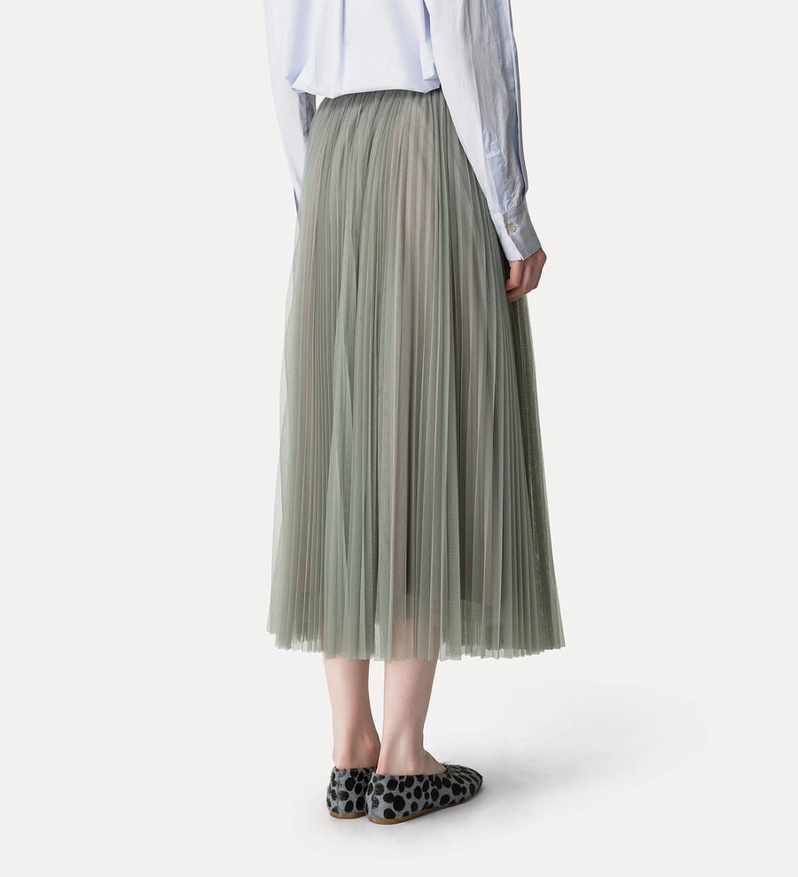14396_My Skirt - Tulle Skirt with Sunray Pleating - Stone