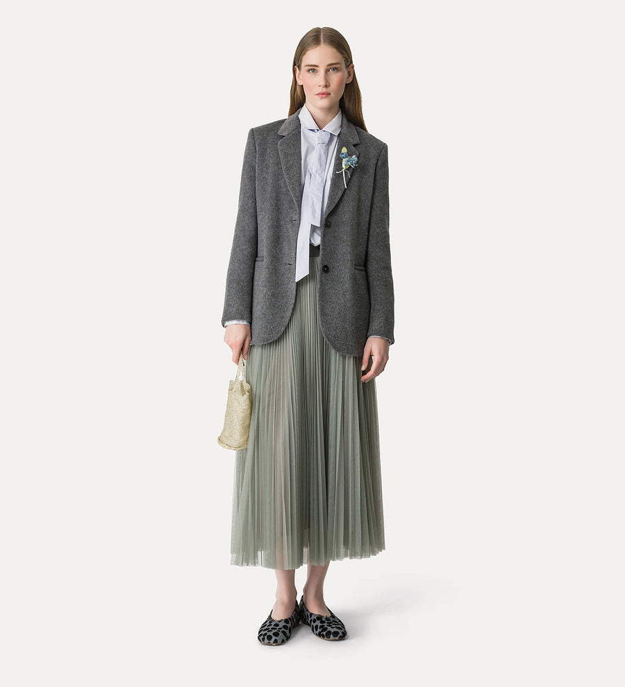 14396_My Skirt - Tulle Skirt with Sunray Pleating - Stone