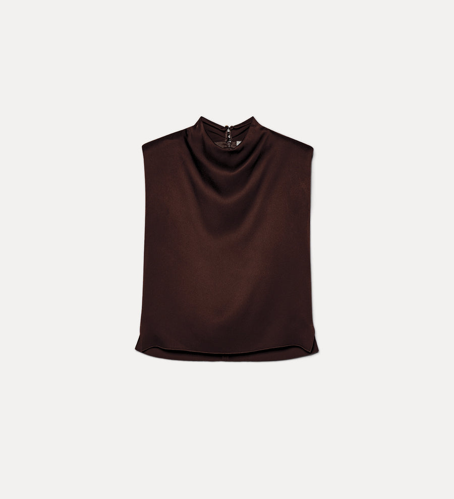 14369_My Top - Funnel Neck Top - Chocolat Noir