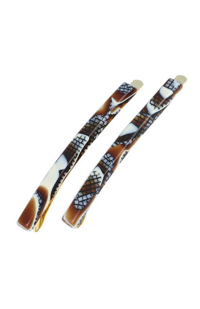 Bobby Pin Pair on Gold Wire - Fudge - Fudge